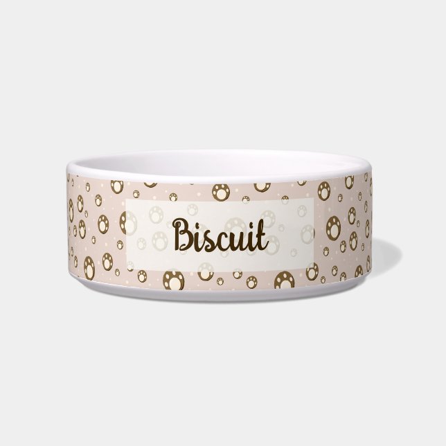 Écuelle Paw Print Cookies Motif Monogramme Rose Clair (Devant)