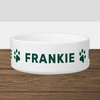 Paw Print Monogramme Nom de l'animal Vert Chasseur