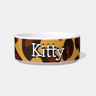 Écuelle Peau léopard Cuir Kitty Personnalisé Bowl
