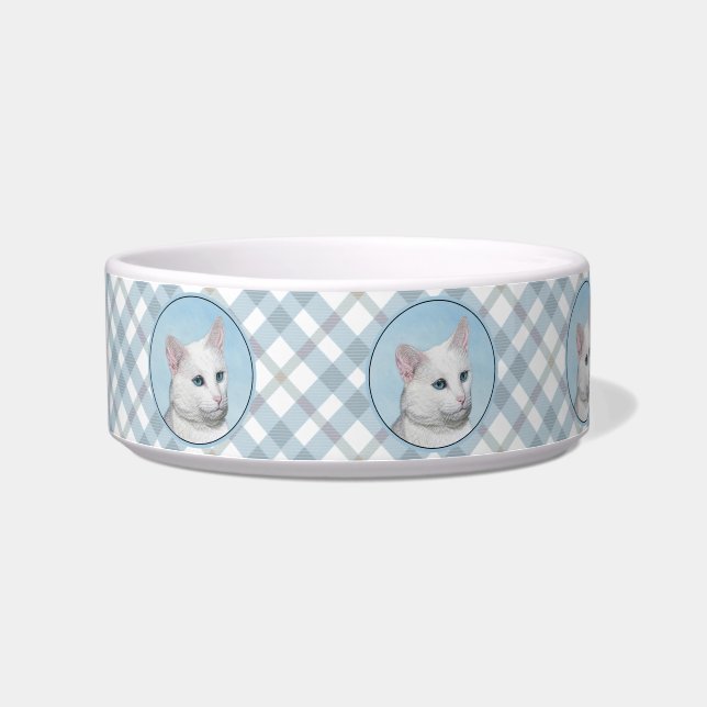 Écuelle Peinture de chat blanc - Cute Original Cat Art (Gauche)