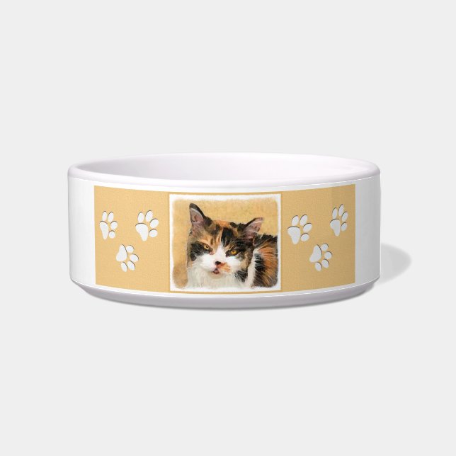 Écuelle Peinture de chat Calico - Cute Original Cat Art (Droite)