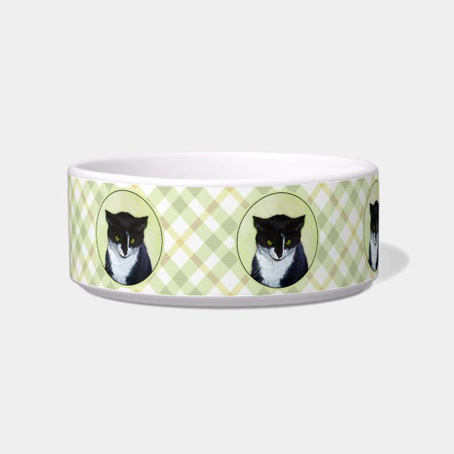 Écuelle Peinture de chat Tuxedo - Cute Original Cat Art (Gauche)