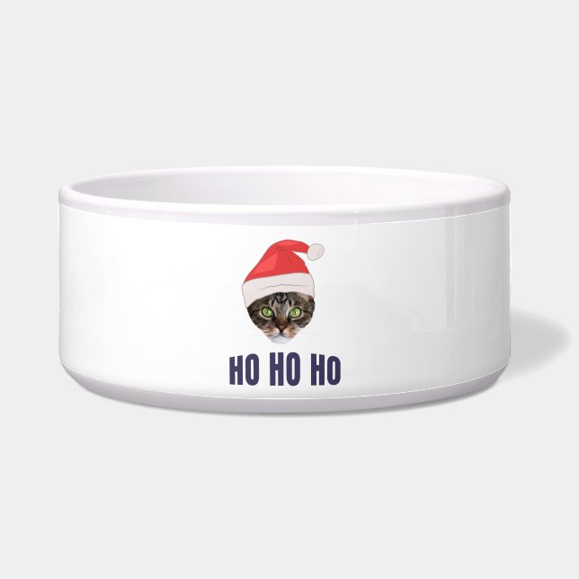 Écuelle Père Noël Chat avec Santa hat, Ho Ho ho Squa d'inv (Devant)