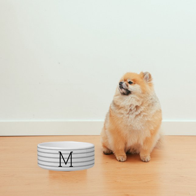 Écuelle Personalized Modern Stripe Custom Initial Pet Bowl (Créateur téléchargé)