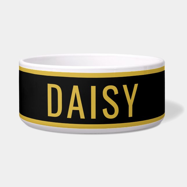 Écuelle Personalized Name Metallic Gold Black Minimalist (Devant)