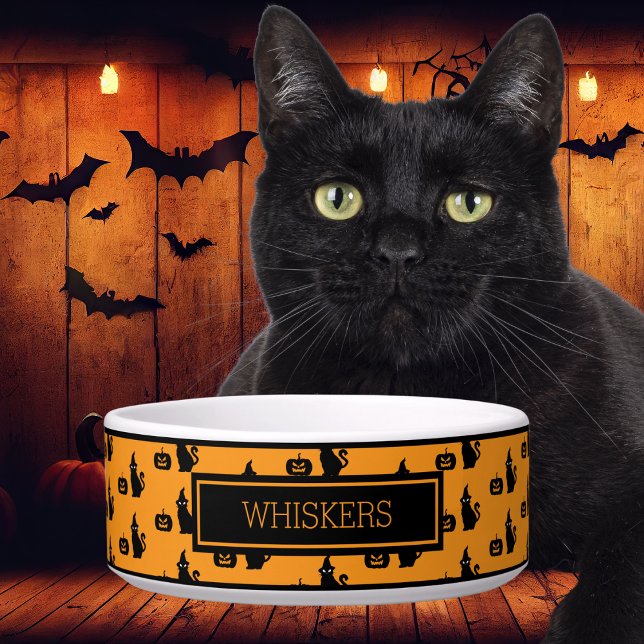 Écuelle Personnalisé Halloween Chat noir Citrouille animal (Créateur téléchargé)