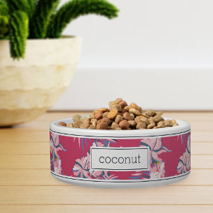 Écuelle Personnalisé rose Tropical Motif Floral Pet