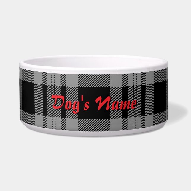 Écuelle Personnaliser Gris + Noir Plaid Grand Chien (Devant)