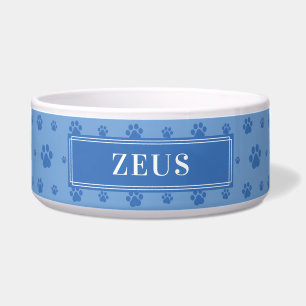 Écuelle Personnalisez votre nom de chien Blue Paws Ceramic