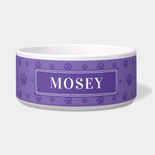 Écuelle Personnalisez votre nom de chien Purple Paws Ceram