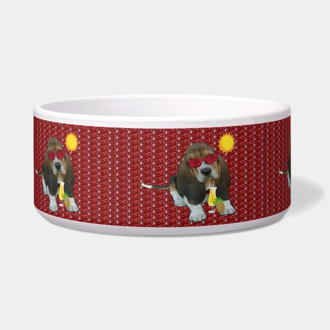 Écuelle Pet Bowl Basset Hound Heure d'été (Gauche)