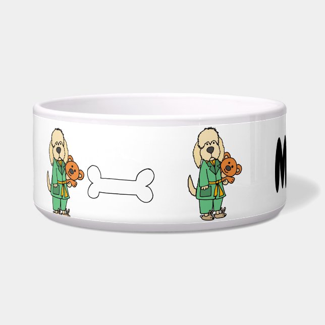 Écuelle Petit chien de Labradoodle avec un dessin d'ours e (Gauche)