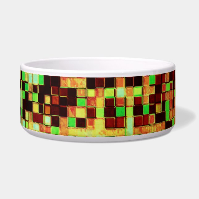 Écuelle Petits carrés ou carreaux vert et orange flou (Droite)