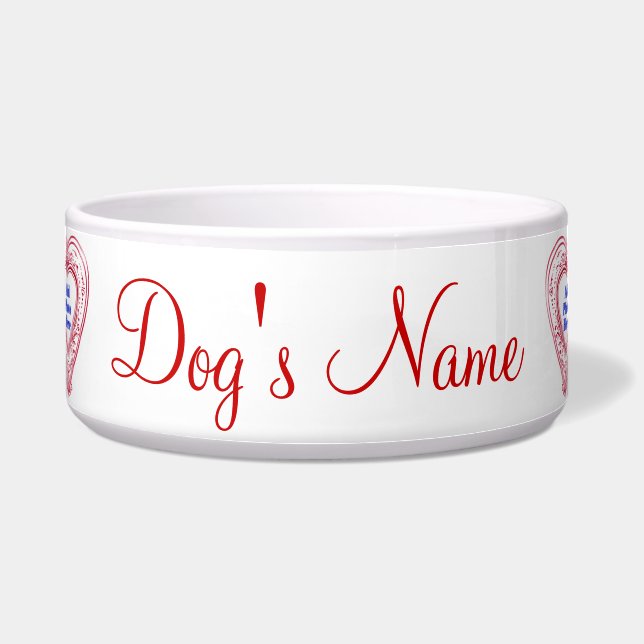 Écuelle Photo de chien coeurs rouges plat de nourriture (Devant)