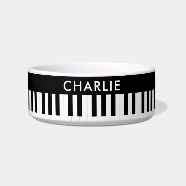 Écuelle Piano Keys Music Pattern Custom Name Pet Dog (Devant)