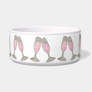 Écuelle Pink Champagne Toast Glass Bubbly Pet Bowl