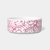Pink Damask Pet Bowl