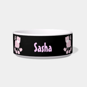 Écuelle Pink En vichy Kitty Personnalisé Pet Bowl