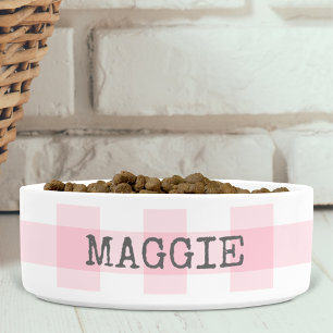 Écuelle Pink En vichy Plaid Farmhouse Chien personnalisé