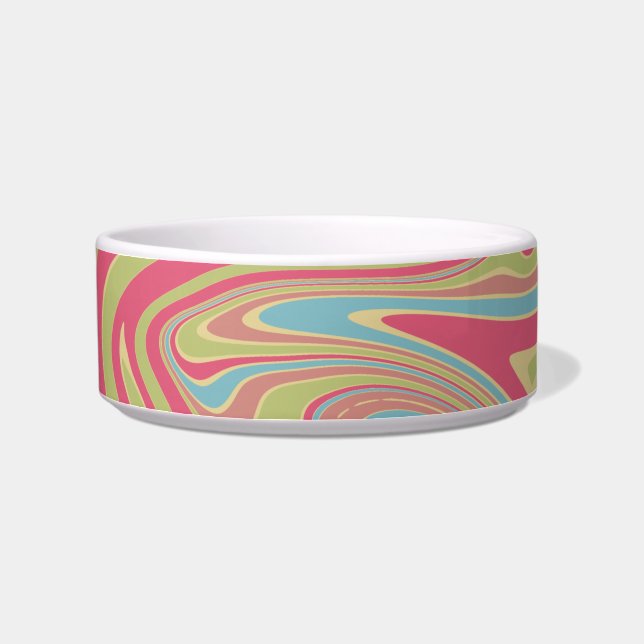 Écuelle Pink et Green Swirl céramique poêle Bowl pour anim (Gauche)