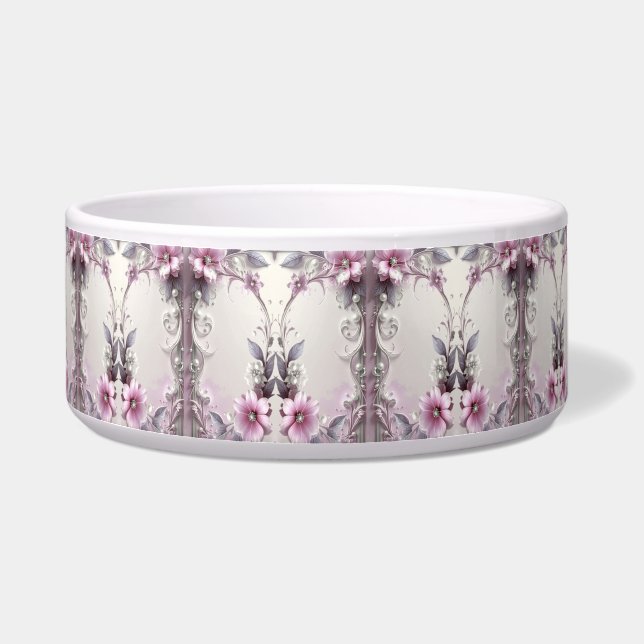 Écuelle Pink Floral Frame Pet Bowl (Gauche)