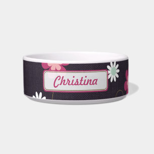 Écuelle Pink Flowers Pet Food Bowl