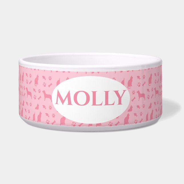 Écuelle Pink Monogramme Chat and Chig Food Bowl (Devant)