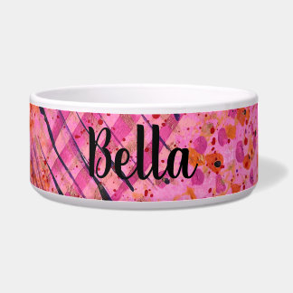 Écuelle Pink Purple Abstract Painting Ceramic Pet Bowl
