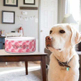Écuelle Pink Waves Pattern Ceramic Pet Bowl