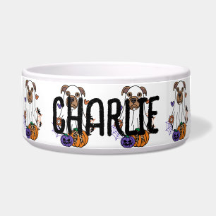 Écuelle Pitbull Chien fantôme d'Halloween Brown
