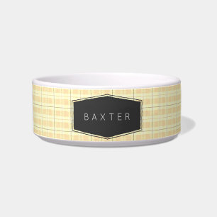 Écuelle Plaid jaune doux animal de compagnie personnalisé