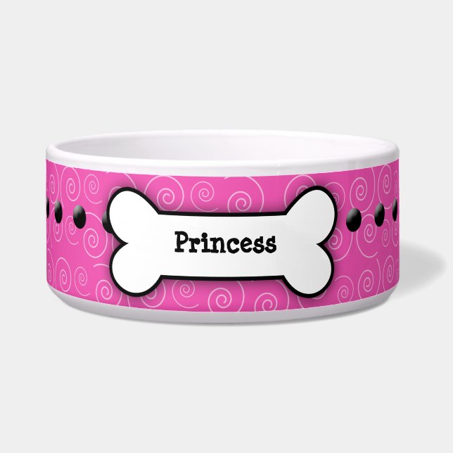 Écuelle Plat de Chien Os Pink Swirl tendance (Devant)