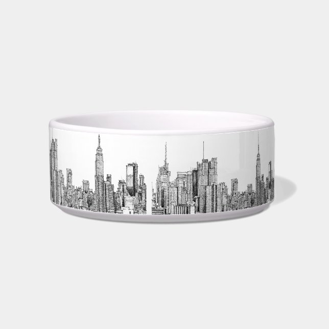 Écuelle Plat de poochie d'encre d'horizon de New York (Droite)