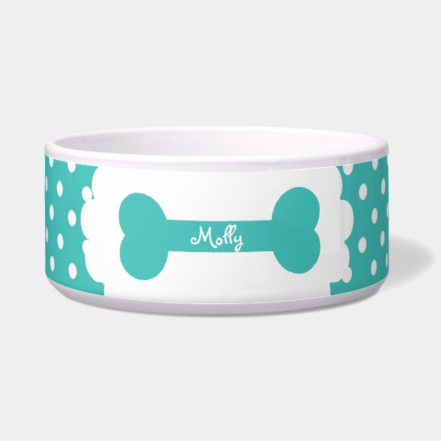 Écuelle Point Polka bleu personnalisé (Devant)