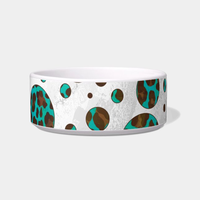 Écuelle Polka Dot Cow Impression Brown et Turquoise (Droite)