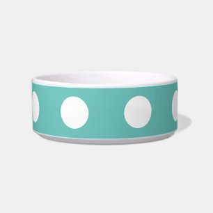 Écuelle Polka Dot Pet Bowl (Aqua & White)