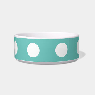 Écuelle Polka Dot Pet Bowl (Aqua & White)