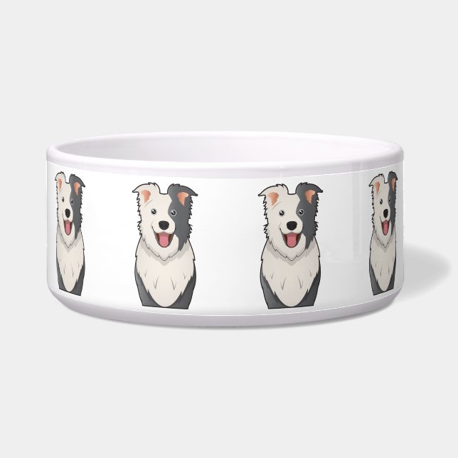 Écuelle Portrait de bande dessinée de border collie (Devant)
