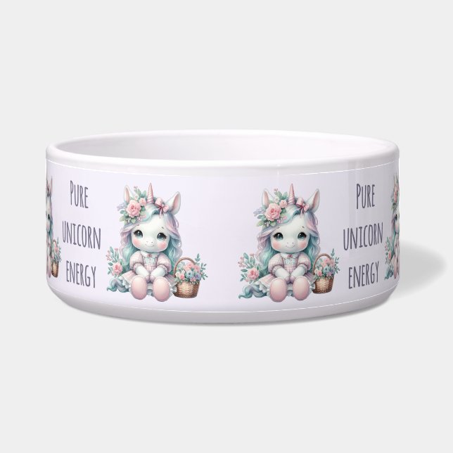 Écuelle Poupée Licorne Kawaii Pastel avec Panier de Fleurs (Devant)