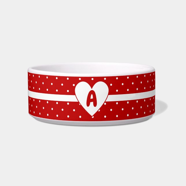 Écuelle Pour polka point rouge fond blanc monogramme (Devant)