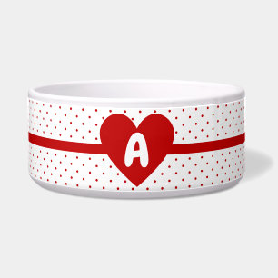Écuelle Pour Polka Point Rouge Fond Blanc Monogramme