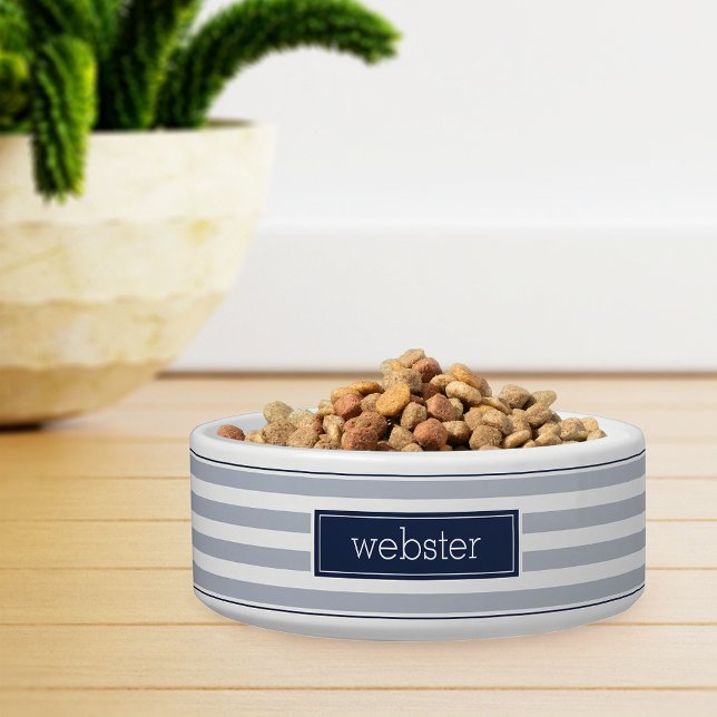 Écuelle Preppalized Navy & Grey Stripe Pet (Créateur téléchargé)