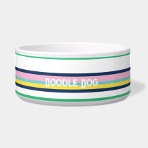 Preppy Pastel Stripes Personnalisé Chien Bowel