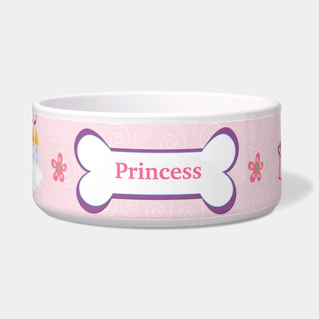 Écuelle Princess Custom Pet Chien Nourriture Bowl - Rose (Devant)