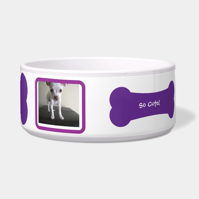 Écuelle Purple Chien Bone Photo Personnalisée Pet Bowl (Droite)