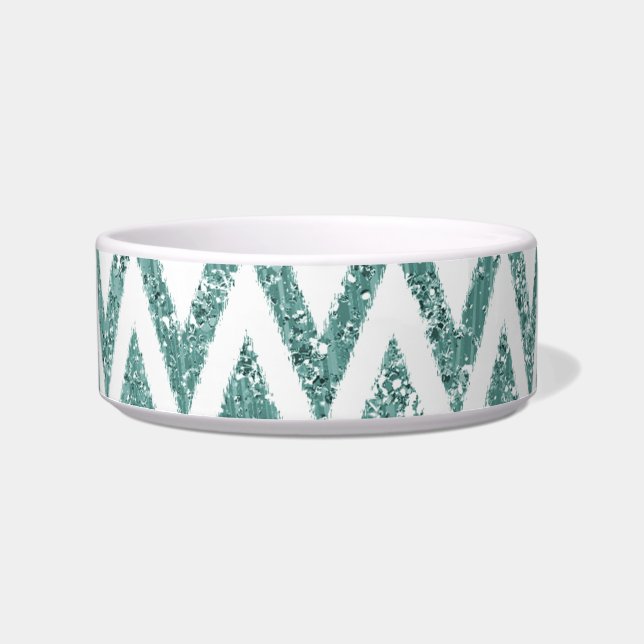 Écuelle Rayures Zigzag Chevron Vert Blanc Pailleté   (Devant)