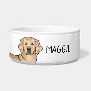 Écuelle Récupérateur doré jaune Chien mignon et nom person