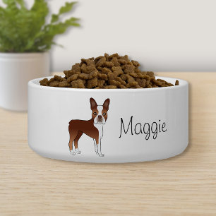 Écuelle Red Boston Terrier mignon Dessin Chien Avec Un Nom