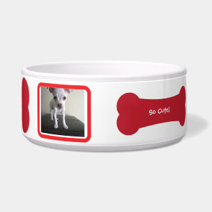 Écuelle Red Dog Bone Photo Personnalisé Pet Bowl