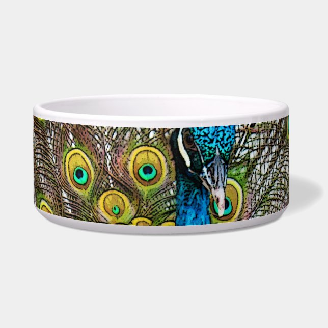 Écuelle Regal Peacock Bird avec Turquoise et Gold Plumage (Devant)